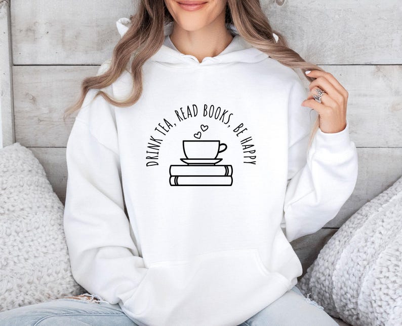 Book Hoodie, Book Lover Hoodie, Book Lovers Gift, Reading Hoodie, Bookworm Hoodie, Tea Lover Gift, Tea Lover Gifts, Bookish Hoodie, Book Top image 4