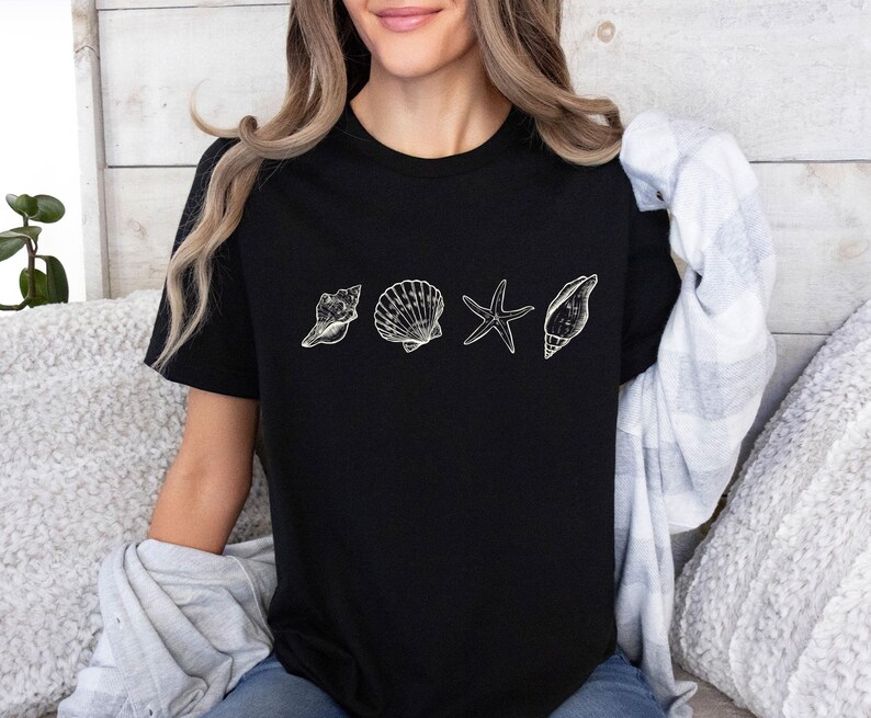 Sea Shell T-shirt, Seashell Shirt, Ocean Lovers Gift, Ocean Lover Gift, Save The Sea Gift, Kids Summer Tee, Womens Seashell T shirt afbeelding 5