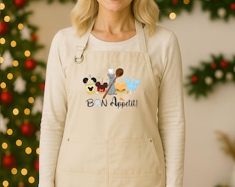 Bon Appetit Apron, Funny Kitchen Apron, Christmas Gift Apron, Womens Cooking Apron, Baking Apron, Cooking Gift Apron, Apron With Pocket