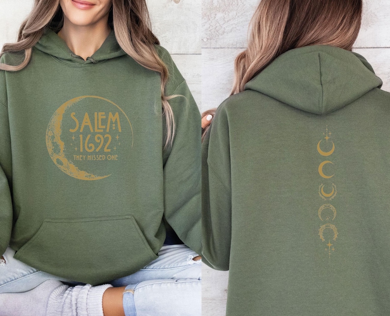 Salem Hoodie, Witchy Hoodie, Salem 1692 Hoodie, 1692 They Missed One, Salem Massachusetts, Retro Halloween, Halloween Party, Cute Witch Top image 4