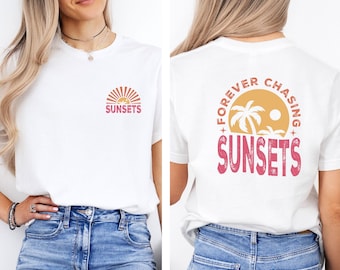 Chasing Sunset Shirt, Retro Vacation Tshirt, Forever Chasing T shirt, Sunset Lover T-shirt, Palm Tree Tee, Summer Shirt, Beach Holiday Tee