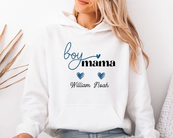 Custom Boy Mama Hoodie, Mothers Day Hoodie, New Mama Pullover, Kids Names Mum Hoodie, Mom Of Boys Hoodie, Mother's Day Gift, Mama To Be Hody