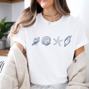 Sea Shell T-shirt, Seashell Shirt, Ocean Lovers Gift, Ocean Lover Gift, Save The Sea Gift, Kids Summer Tee, Womens Seashell T shirt afbeelding 6