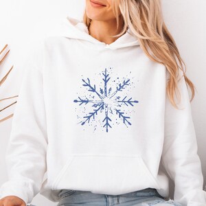 Snowflake Hoodie, Cute Winter Pullover, Winter Holiday Gift, Winter Vacation Gift, Snowflake Christmas Hoodie, Women Winter, Kids Winter Top image 1