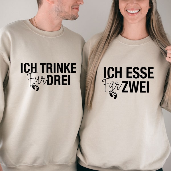 Schwangerschaft Sweatshirt, Baby-Ankündigung, Ich Esse Fur Zwei, Ich Trinke Fur Drei, Für Junge Mütter, Schwangeres  Pullover