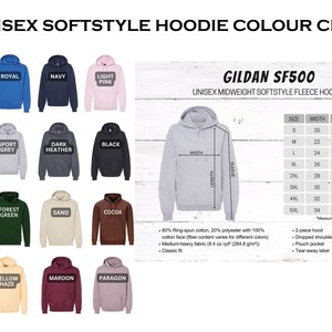 a picture of a hoodie with different colors and sizes