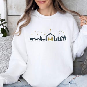 Sweat-shirt Nativité, Sweat-shirt Noël, Sweat-shirt Jésus, Crèche de Noël, Sweat-shirt chrétien, Crèche de Noël, Cadeau religieux