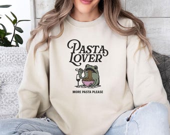 Pasta Lover Sweatshirt, Noodle Sweatshirt, Ramen Sweater, Spaghetti Crewneck, Frog Pasta Gift, Funny Food Gift, Pasta Lovers Gift