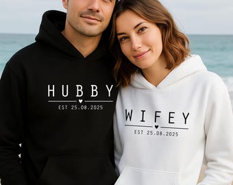 Matching Couple Hoodie, Wifey and Hubby Hoodie, Wedding Hoodie, Honeymoon Hoodie, Just Married Hoodie, Mr and Mrs Hoodi, His and Hers Jumper