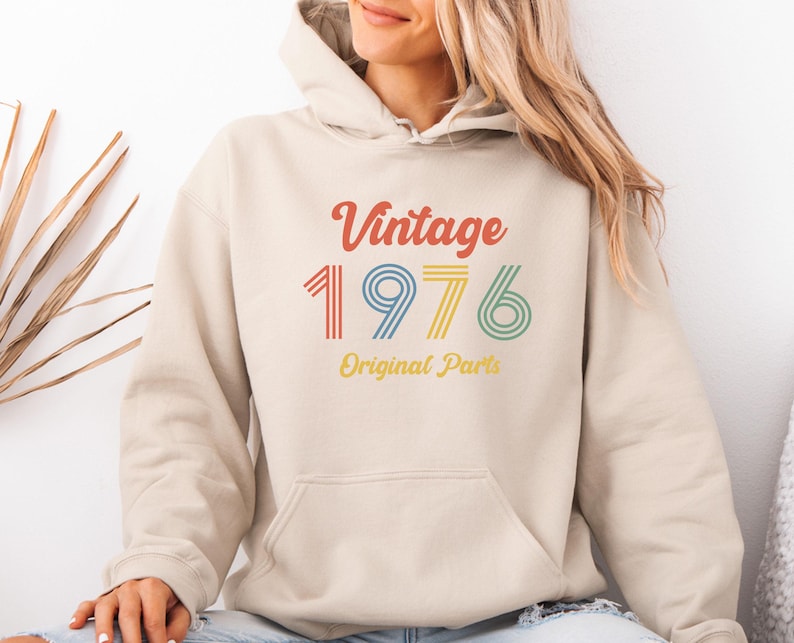 1976 Birthday Hoodie, 50th Birthday Pullover, Born In 1976, Womens 50th Bday, 50th Birthday Gift, 1976 Gift, Mum Birthday Gift, Men 50th Top Bild 1