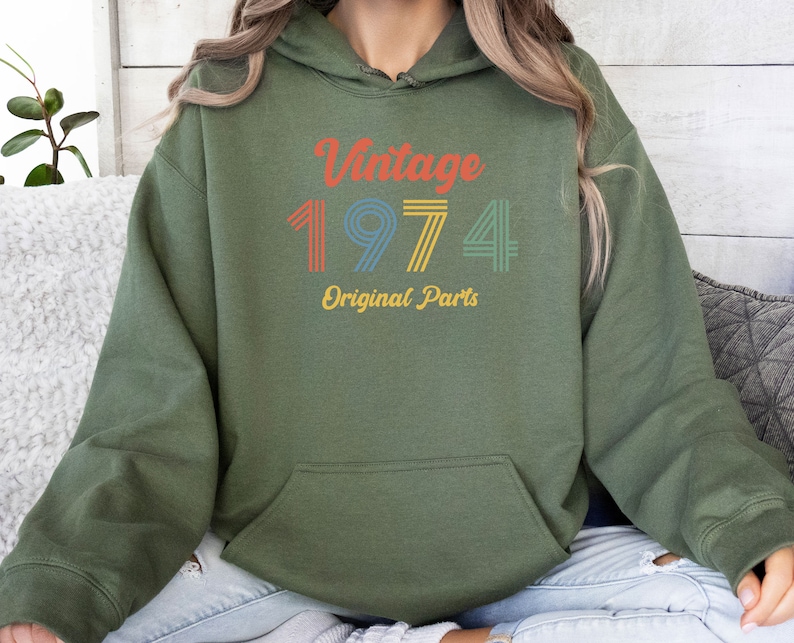 50th Birthday Hoodie, 1974 Birthday Gift, Born In 1974, Womens 50th Bday, 50th Birthday Gift, 1974 Gift, Mum Birthday Gift, Mens 50th Gift image 4