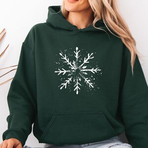 Snowflake Hoodie, Cute Winter Pullover, Winter Holiday Gift, Winter Vacation Gift, Snowflake Christmas Hoodie, Women Winter, Kids Winter Top image 4