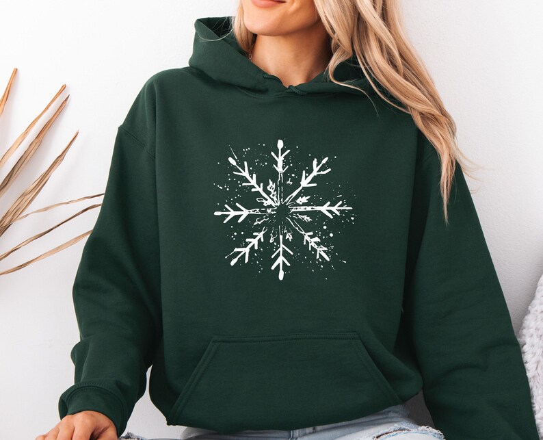 Snowflake Hoodie, Cute Winter Pullover, Winter Holiday Gift, Winter Vacation Gift, Snowflake Christmas Hoodie, Women Winter, Kids Winter Top image 4