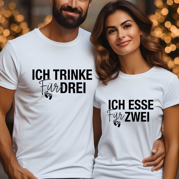 Schwangerschaft Shirt, Baby-Ankündigung, Ich Esse Fur Zwei T-shirt, Ich Trinke Fur Drei T-shirt, T-Shirt Für Junge Mütter, Schwangeres Shirt