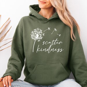 Scatter Kindness Hoodie, Motivational Hoodie, Positive Message Hoodie, Dandelion Hoodie, Choose Kindness, Inspirational Hoodie image 4