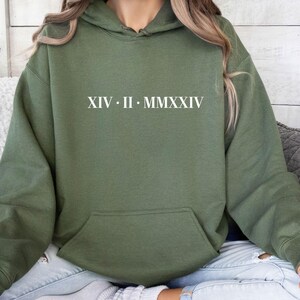 Roman Numeral Hoodie, Wedding Hoodie, Custom Hoodie, Matching Hoodie, Couples Hoodie, Personalised Hoodie, Birthday Hoodie, Honeymoon Hoodie image 2