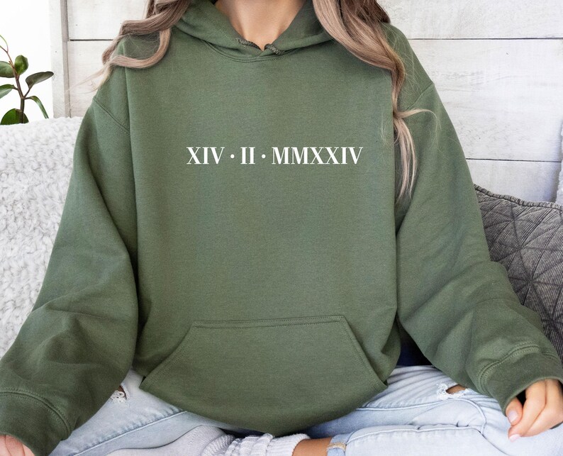 Roman Numeral Hoodie, Wedding Hoodie, Custom Hoodie, Matching Hoodie, Couples Hoodie, Personalised Hoodie, Birthday Hoodie, Honeymoon Hoodie image 2