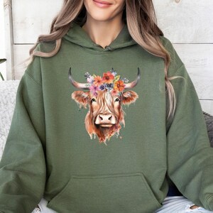 Sweat à capuche vache des Highlands, Sweat à capuche pour amoureux des vaches, Cadeau pour amoureux des vaches, Cadeau pour cowgirls, Sweat à capuche country, Cadeau vache humoristique, Pull vache humoristique, Cadeau maman vache image 3