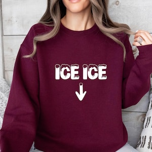 Pregnancy Sweatshirt, Ice Ice Baby Sweater, Pregnancy Reveal Crewneck, New Mum Sweater, Pregnant Jumper, Maternity Gift, Baby Announcement image 3