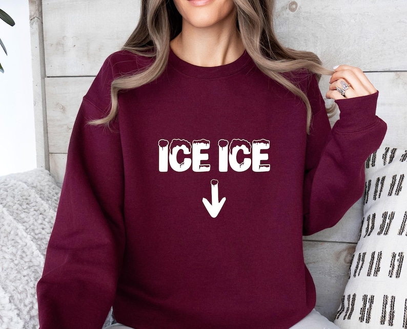 Pregnancy Sweatshirt, Ice Ice Baby Sweater, Pregnancy Reveal Crewneck, New Mum Sweater, Pregnant Jumper, Maternity Gift, Baby Announcement image 3