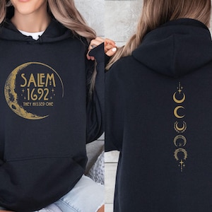 Salem Hoodie, Witchy Hoodie, Salem 1692 Hoodie, 1692 They Missed One, Salem Massachusetts, Retro Halloween, Halloween Party, Cute Witch Top image 1