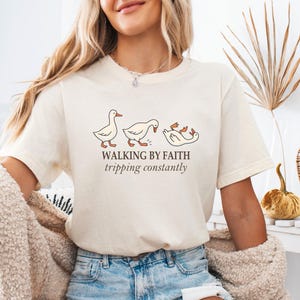 Funny Faith Shirt, Christian Quote Shirt, Walking By Faith, Tripping Constantly, Funny Christian T-shirt, Religious Shirt, Inspirational Tee image 3