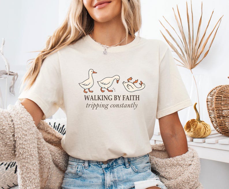 Funny Faith Shirt, Christian Quote Shirt, Walking By Faith, Tripping Constantly, Funny Christian T-shirt, Religious Shirt, Inspirational Tee image 3