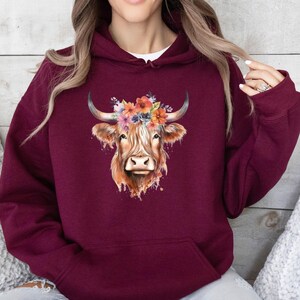 Sweat à capuche vache des Highlands, Sweat à capuche pour amoureux des vaches, Cadeau pour amoureux des vaches, Cadeau pour cowgirls, Sweat à capuche country, Cadeau vache humoristique, Pull vache humoristique, Cadeau maman vache image 2