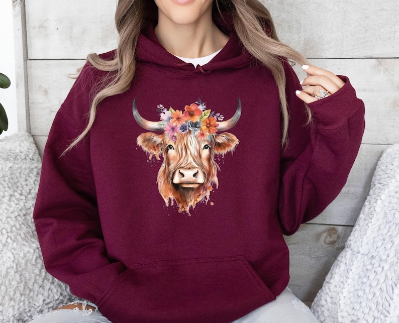Sweat à capuche vache des Highlands, Sweat à capuche pour amoureux des vaches, Cadeau pour amoureux des vaches, Cadeau pour cowgirls, Sweat à capuche country, Cadeau vache humoristique, Pull vache humoristique, Cadeau maman vache image 2