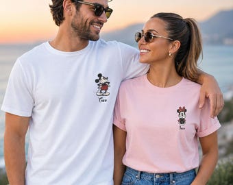 Mickey Minnie Couples Shirt, Custom Honeymoon T-shirt, Personalised Mickey Vacation, Hen Do Party Tshirt