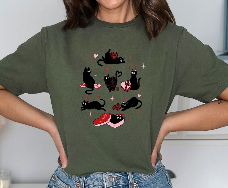 Cat Valentine Shirt, Cat Lovers Gift, Cat Lover Tshirt, Kids Cat T-shirt, Valentines Day Shirt, Cat Mum Gift, Cute Cat Tee, Funny Valentines image 2