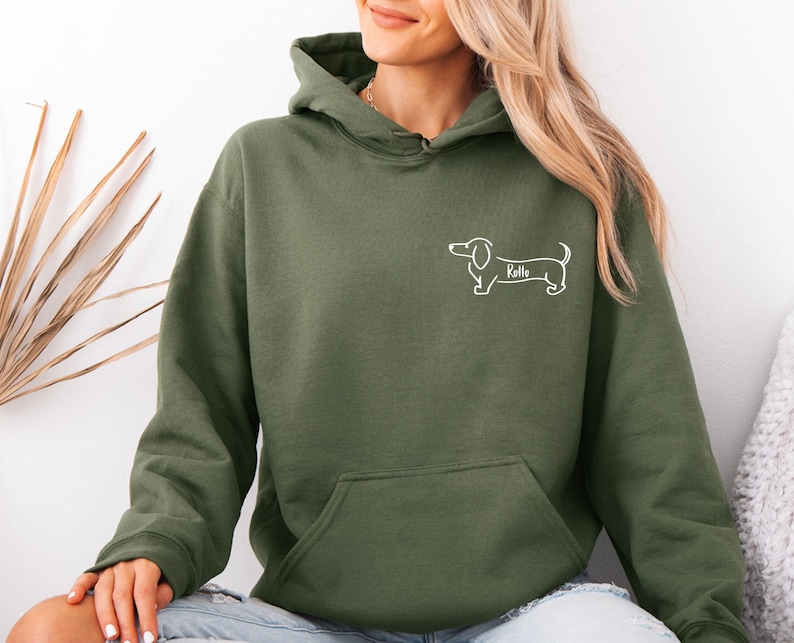 Custom Dog Hoodie, Dog Lover Hoodie, Sausage Dog Gifts, Personalised Hoodie, Dog Walking Hoodie, Dog Owner Gift, Kids Dog Hoodie image 2