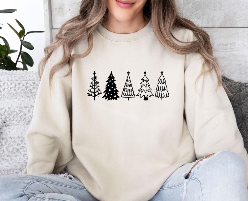 Pine Tree Sweatshirt, Christmas Tree Sweater, Kids Christmas Sweater, Xmas Party Sweater, Womens Christmas, Christmas Eve Crewneck image 5