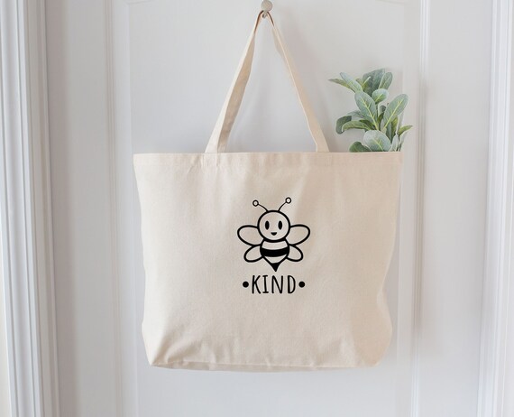 Bee Tote Bag, Queen Bee, Cute Canvas Aesthetic, Shopping, Large