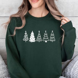 Pine Tree Sweatshirt, Christmas Tree Sweater, Kids Christmas Sweater, Xmas Party Sweater, Womens Christmas, Christmas Eve Crewneck image 1