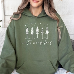 Winter Hoodie, Winter Wonderland Hoodie, Cute Winter Hoodie, Motivational Hoodie, Pine Trees Hoodie, Snowflake Hoodie, Snow Pullover