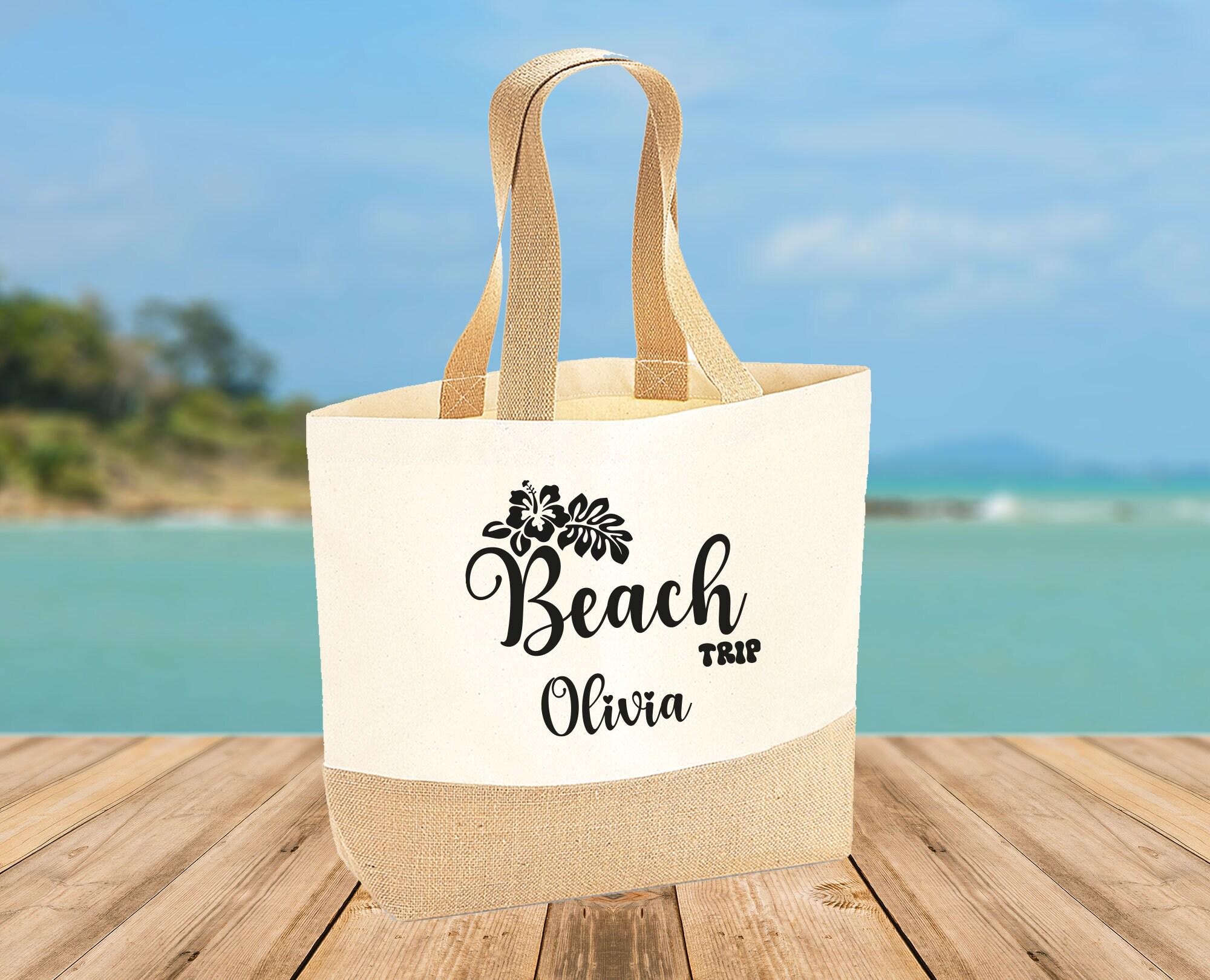 Bolso De Playa Personalizable Para Mujer Tejido De Yute, Gran Capacidad,  Ideal Para Regalos