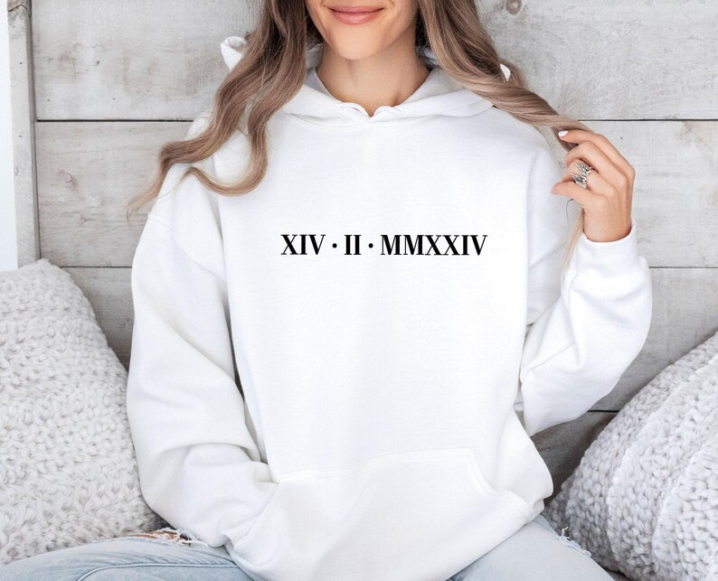 Roman Numeral Hoodie, Wedding Hoodie, Custom Hoodie, Matching Hoodie, Couples Hoodie, Personalised Hoodie, Birthday Hoodie, Honeymoon Hoodie image 4