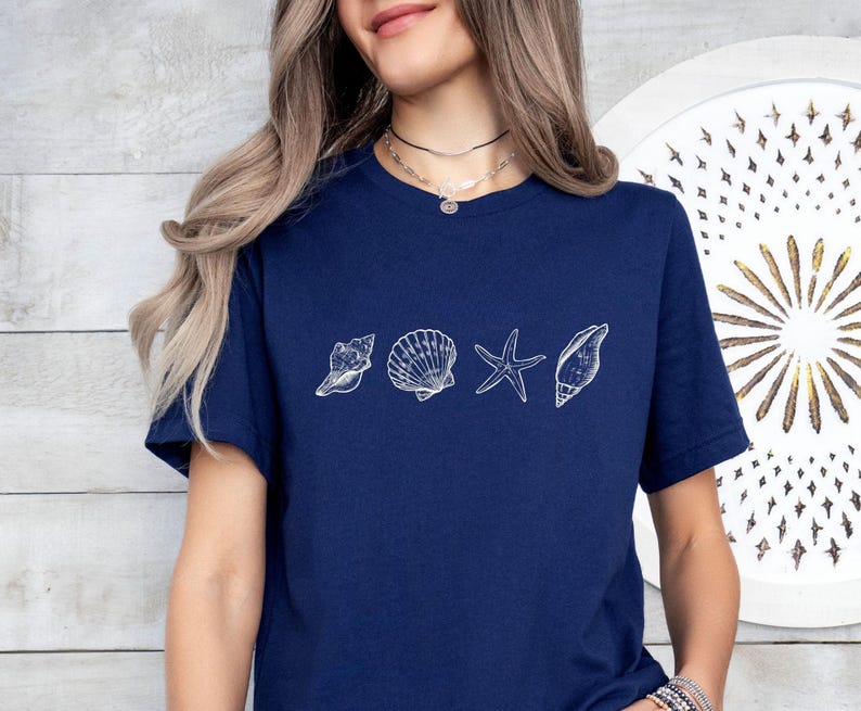 Sea Shell T-shirt, Seashell Shirt, Ocean Lovers Gift, Ocean Lover Gift, Save The Sea Gift, Kids Summer Tee, Womens Seashell T shirt afbeelding 3