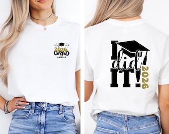 Personalised Graduation T-shirt, 2026 Graduate Name Top, Daughter Graduation Present, Custom Grad 2026 Shirt