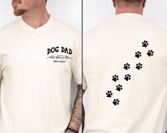 Personalised Dog Lovers Dad Shirt, Fathers Day T-shirt, Custom Dog Names Gift