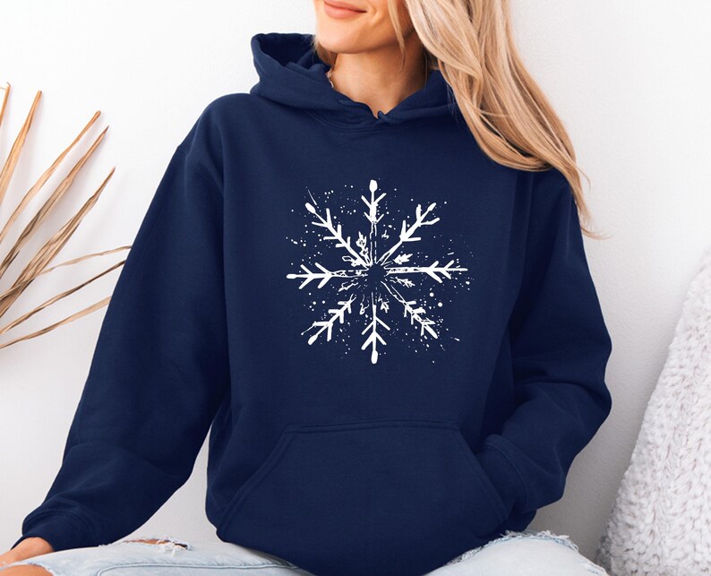 Snowflake Hoodie, Cute Winter Pullover, Winter Holiday Gift, Winter Vacation Gift, Snowflake Christmas Hoodie, Women Winter, Kids Winter Top image 2