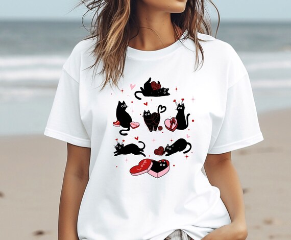 Cat Valentine Shirt, Cat Lovers Gift, Cat Lover Tshirt, Kids Cat T-shirt, Valentines Day Shirt, Cat Mum Gift, Cute Cat Tee, Funny Valentines