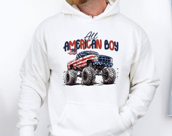 All American Boy Hoodie, Dad and Boy Matching Pullover, 4th Of July Outfit, Kids Usa Hoodie