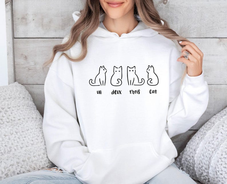 Sudadera con capucha de gato, Sudadera con capucha de gato adorable, Sudadera con capucha de gato divertida, Sudadera con capucha de gato para mujer, Regalo para amantes de los gatos, Regalo para mamás de gatos, Regalo del Día de la Madre, Regalo para amantes de los gatos imagen 3