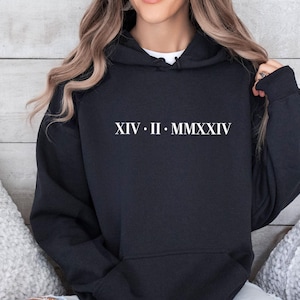 Roman Numeral Hoodie, Wedding Hoodie, Custom Hoodie, Matching Hoodie, Couples Hoodie, Personalised Hoodie, Birthday Hoodie, Honeymoon Hoodie image 3