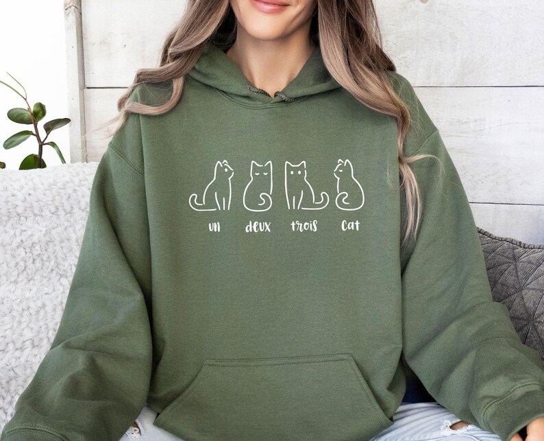Sudadera con capucha de gato, Sudadera con capucha de gato adorable, Sudadera con capucha de gato divertida, Sudadera con capucha de gato para mujer, Regalo para amantes de los gatos, Regalo para mamás de gatos, Regalo del Día de la Madre, Regalo para amantes de los gatos imagen 4