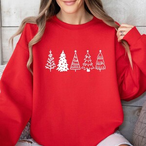 Pine Tree Sweatshirt, Christmas Tree Sweater, Kids Christmas Sweater, Xmas Party Sweater, Womens Christmas, Christmas Eve Crewneck image 2