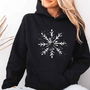 Snowflake Hoodie, Cute Winter Pullover, Winter Holiday Gift, Winter Vacation Gift, Snowflake Christmas Hoodie, Women Winter, Kids Winter Top image 3