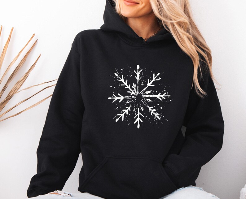 Snowflake Hoodie, Cute Winter Pullover, Winter Holiday Gift, Winter Vacation Gift, Snowflake Christmas Hoodie, Women Winter, Kids Winter Top image 3
